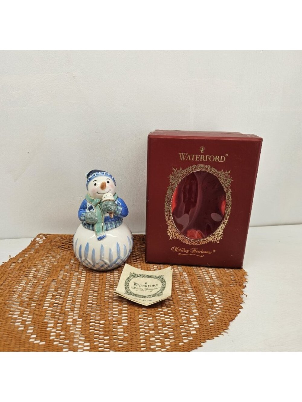 Waterford 2005 Holiday Heirlooms Christmas Bell Snowman Lismore Lyle w Ice Cream